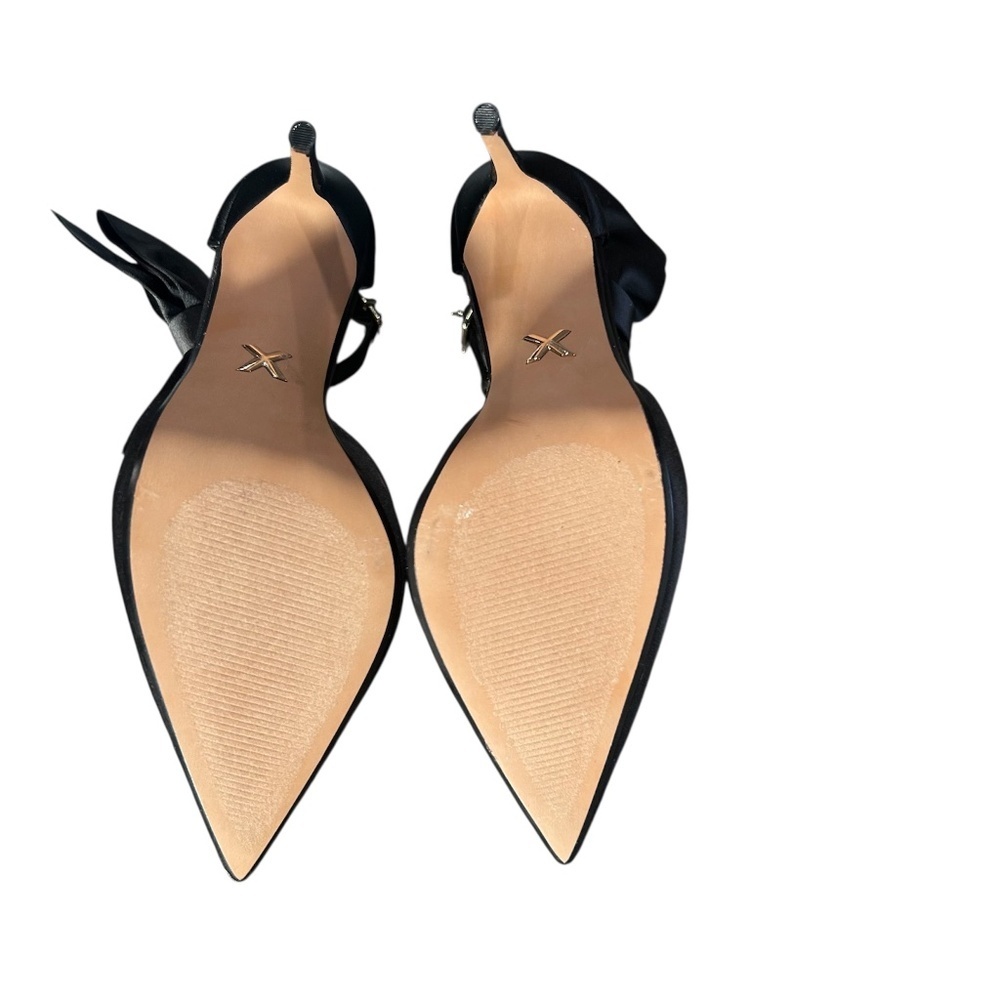 Express NWT Black Ankle Bow Closed Pointed Toe Pumps Size 6 - Picture 6 of 6